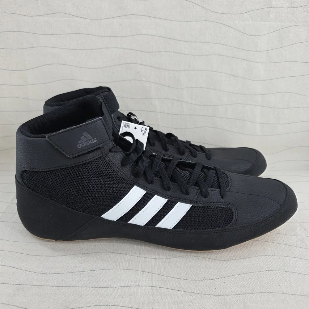 Adidas Mens HVC 2 Black White Wrestling Lace-Up Athletic Shoes AQ3325 Sz 15 NEW